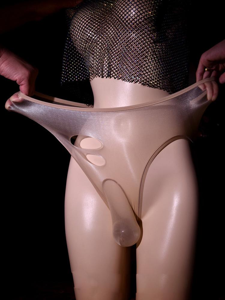 Sexy Uomo Lucido ad Olio Tasca a U G-String Anello per Pene Guaina Slip Sissy Perizoma Traspirante Biancheria Intima Lucida Schiena a T Super Sottile