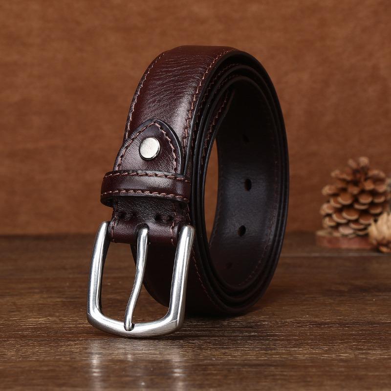 Vegetable Tanned First Layer Cowhide Men's Genuine Leather Belt Men's Casual Retro Pin Buckle Belt