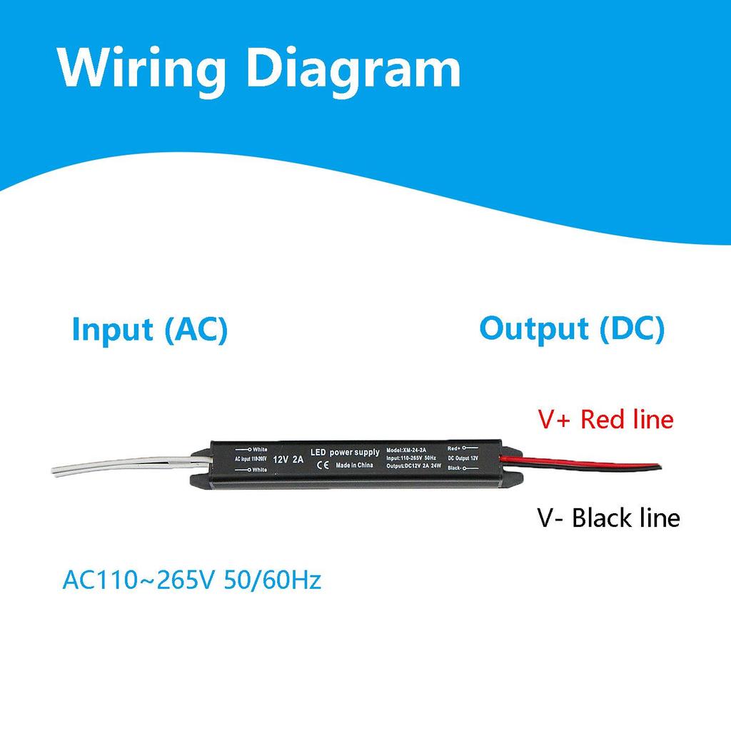 Slim LED Driver 24V, 24W-100W Power Supply, AC 110V-265V