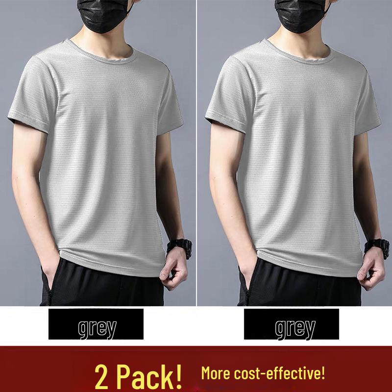 Men's Summer Ice Silk Mesh Quick-Dry Breathable Loose Fit Short-Sleeve T-Shirt, Plus Size
