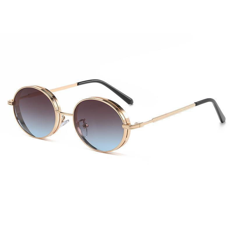 Oval Metal Frame Sunglasses Women Men UV400 Protection Fashion Driving Outdoor PC Lens