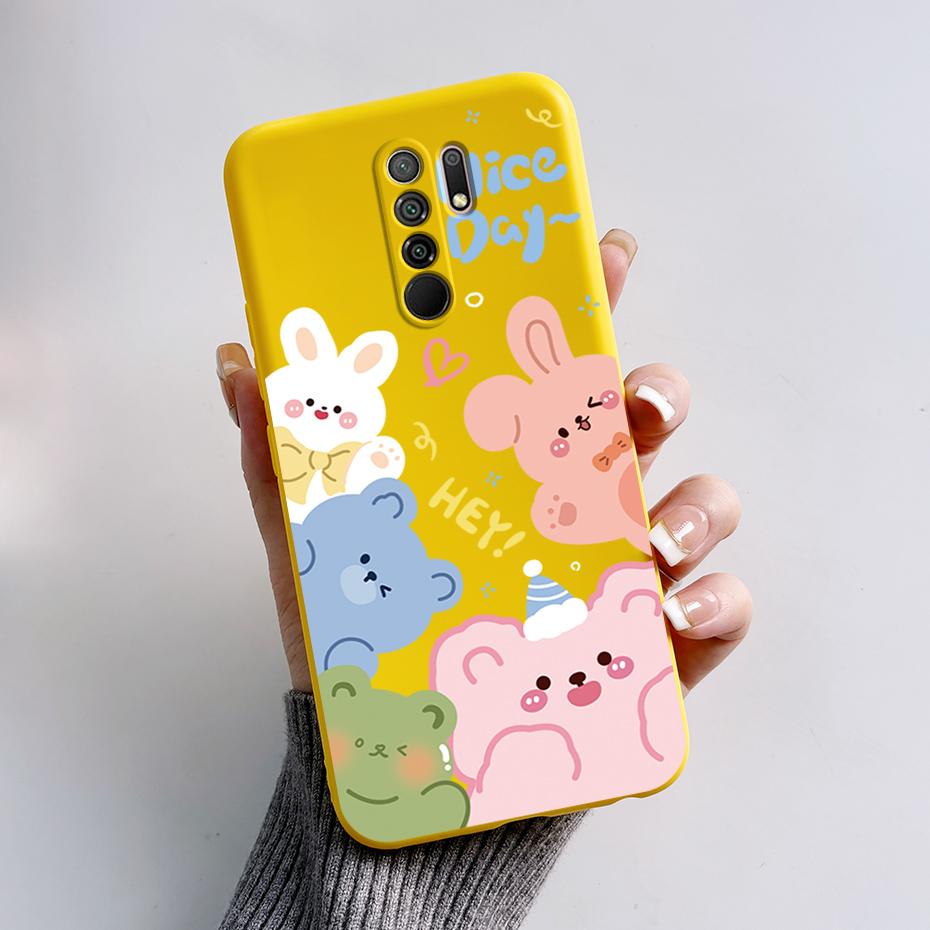 For Xiaomi Redmi 9 Case Redmi 9 Prime Cover M2004J19G M2004J19C redmi9 Cute Cartoon Bear Silicone TPU Soft Phone Case Back Cover