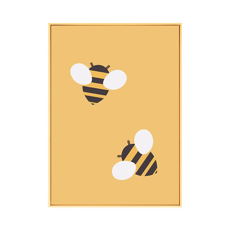 Yellow Cartoon Bee Honey Canvas Painting Wall Art Modern Cute Posters and Prints for Kidsroom Kindergarten Living Room Decor