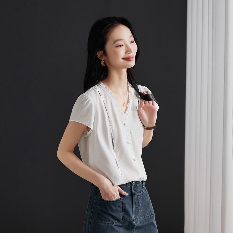 SOFSIL Women's French Style Short Sleeve Blouse