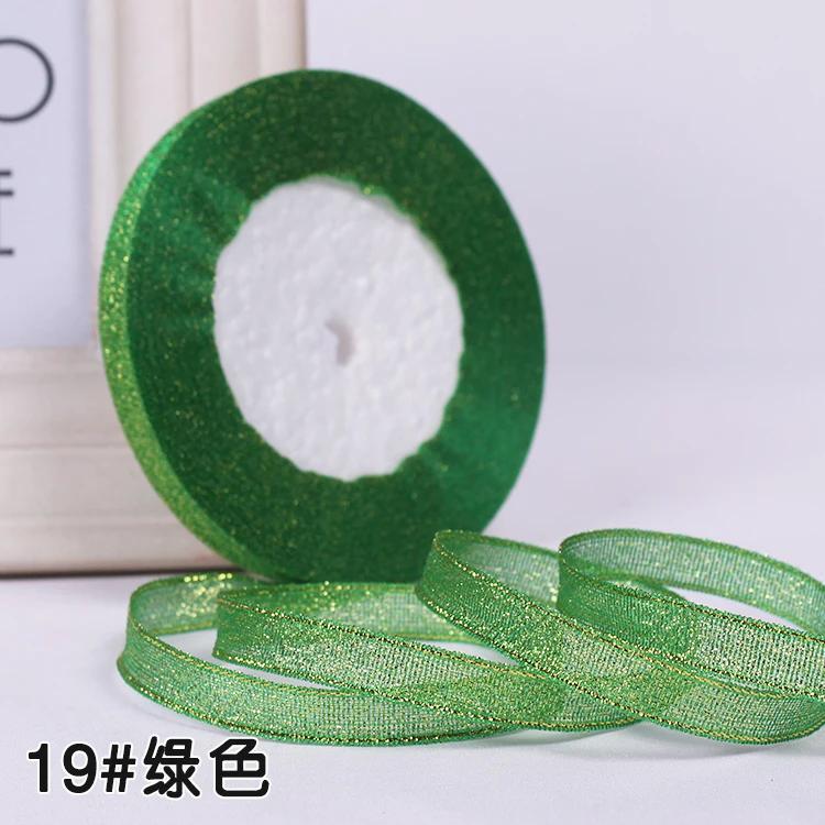 6mm 10mm 15mm 20mm 25mm 40mm 50mm 25 Jardów Złote Srebrne Brokatowe Wstążki Owijanie Prezentów Ślubnych Boże Narodzenie Halloween Impreza DIY Rękodzieło