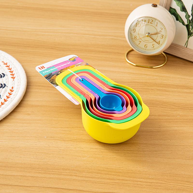 1PACK baking utensils plastic measuring cup measuring spoon set with scale 6-piece set, measuring coffee milk tea measuring spoon measuring cup