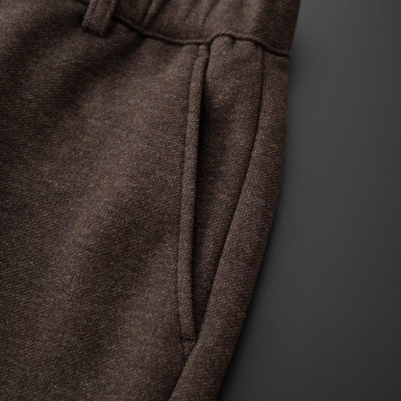 LRT Men's Wool-Blend Brushed Straight-Leg Casual Trousers