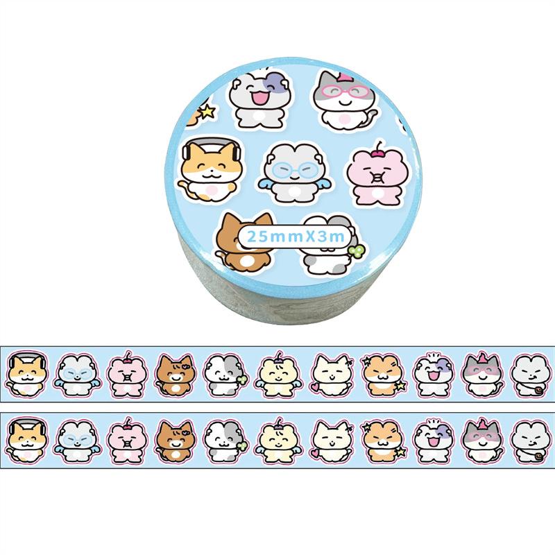 

Корейские милые граффити с маленькими животными, декоративная лента, справочник, материал для скрапбукинга, коллажа, высеченная наклейка, рулон, школьные канцелярские принадлежности