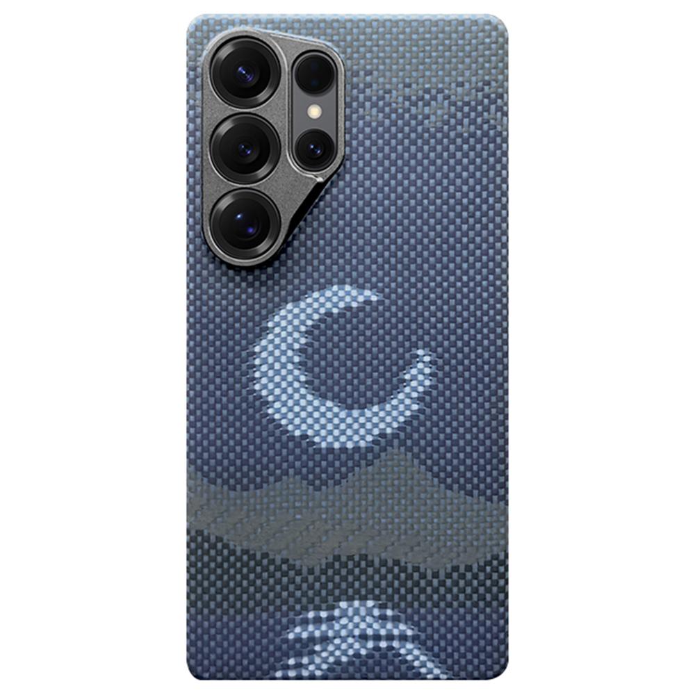 

For Samsung Galaxy S25 Ultra Magnetic Case Precise Cutouts Aramid Fiber Phone Cover with Metal Lens Frame Moon