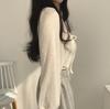 White Knitted Cardigan Women Thin Sunscreen Lace-Up Knitwear Tops Female Korean Style Lantern Sleeve Short Coat