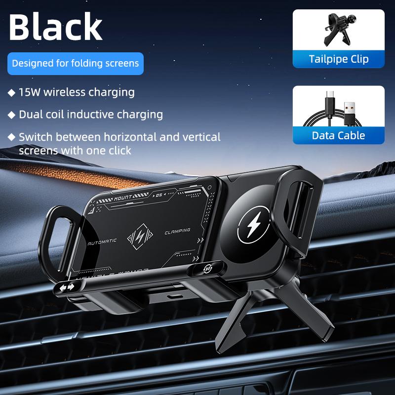 

15W Universal Car Phone Wireless Charger Holder 360° Rotation Mount for Samsung Galaxy Fold 6 5 4 3 Z Flip S25 S24 Iphone 17 16