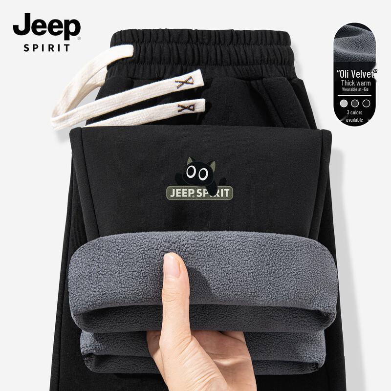 JEEP SPIRIT Men's Loose Fit Fleece Lined Straight Pants