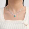 Stainless Steel Snake Chain Choker Handmade Necklace with Teardrop Crystal Charm Unique Clavicle Chain Accessories