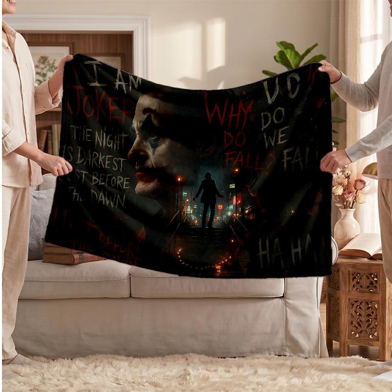 Joker Printed Flannel Blanket, Skin Friendly Warm Throw for Indoor Couch Bed Daily Use