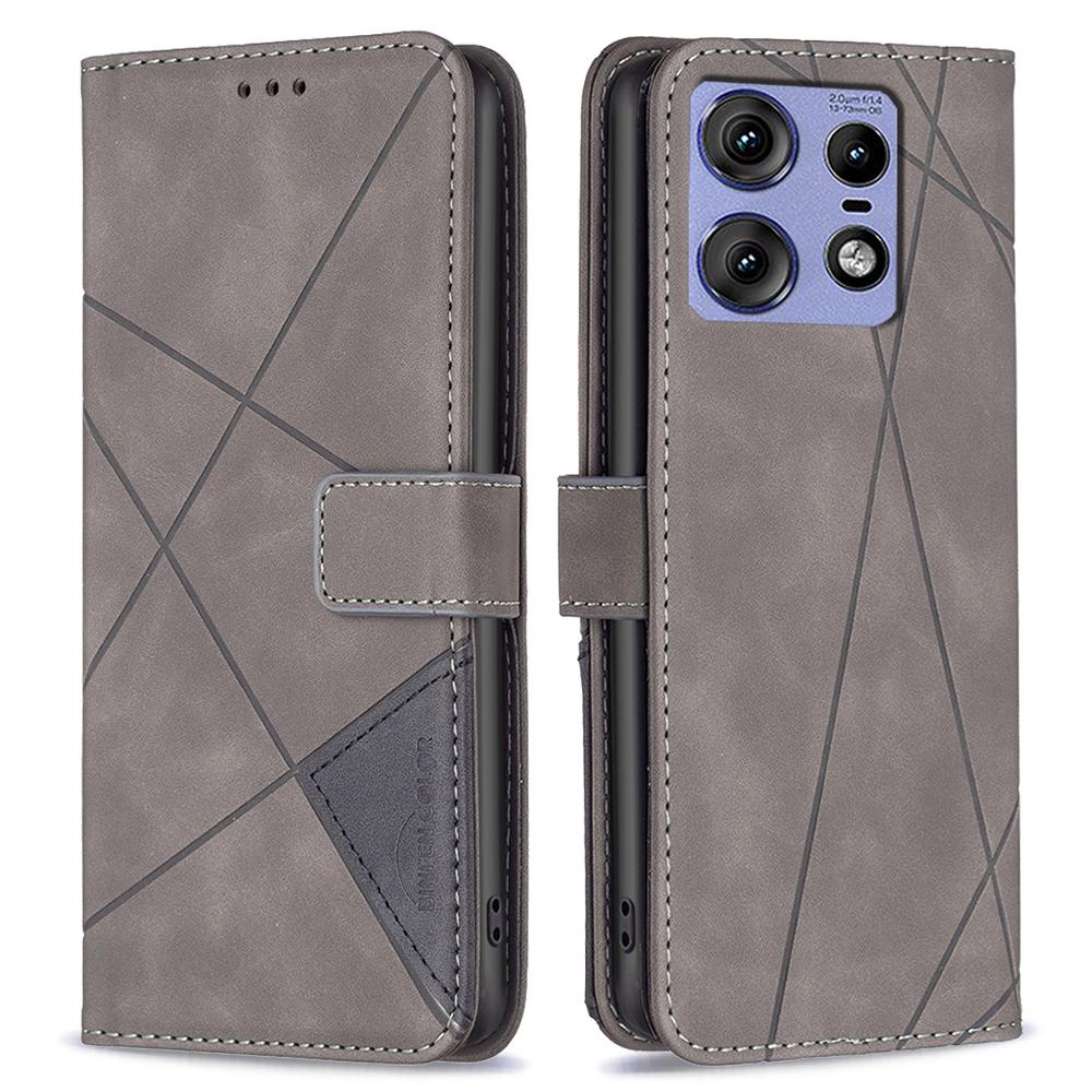 BINFEN COLOR For Motorola Edge 50 Pro 5G Phone Cases Wallet Stand Geometry Imprinted Leather Cover