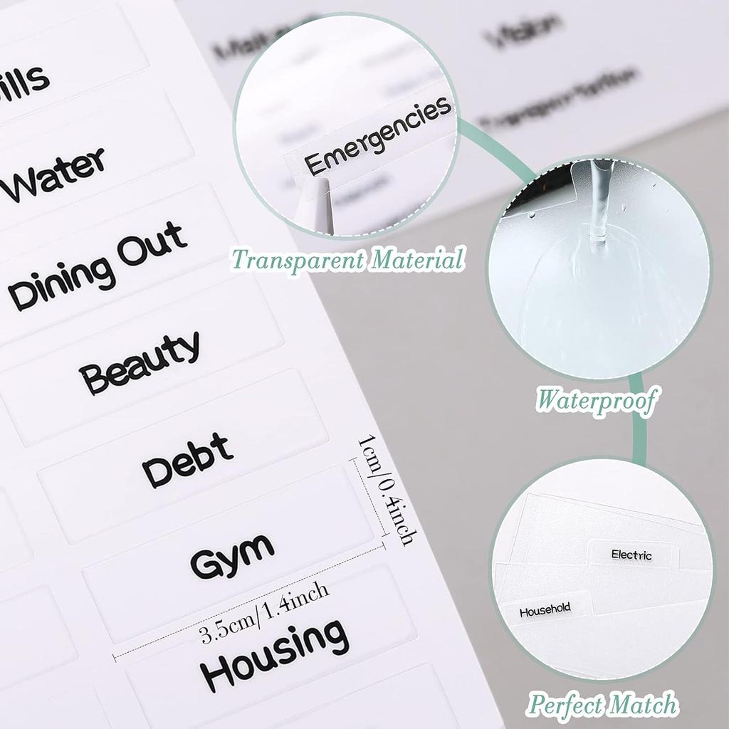 Frienda 1 Cash Envelope Wallet PU Leather Reble Budget Envelope 8 Cash Dividers 2 Sheets Category Sticker Labels for Wallets Bill Planner(Black