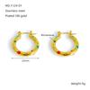 European American Style Stainless Steel Hoop Earrings Natural Stone Inlaid Pearl Zircon Women's Jewelry