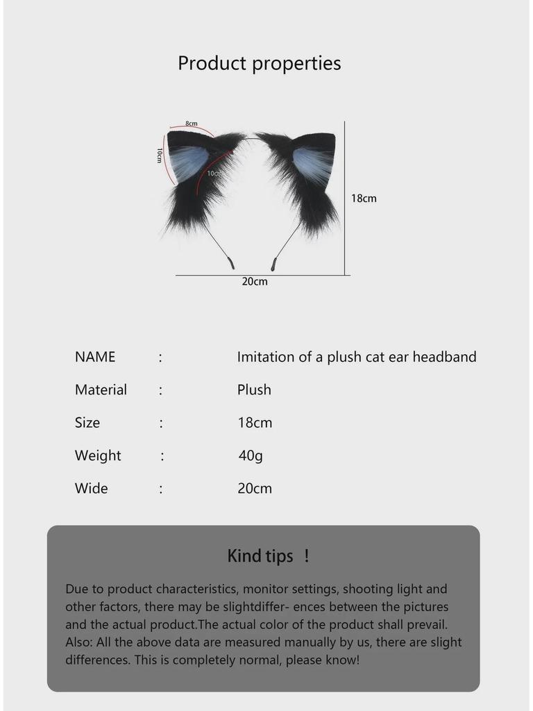 Black and White Cat Ear Plush Headband - Cute Lolita Hair Accessory