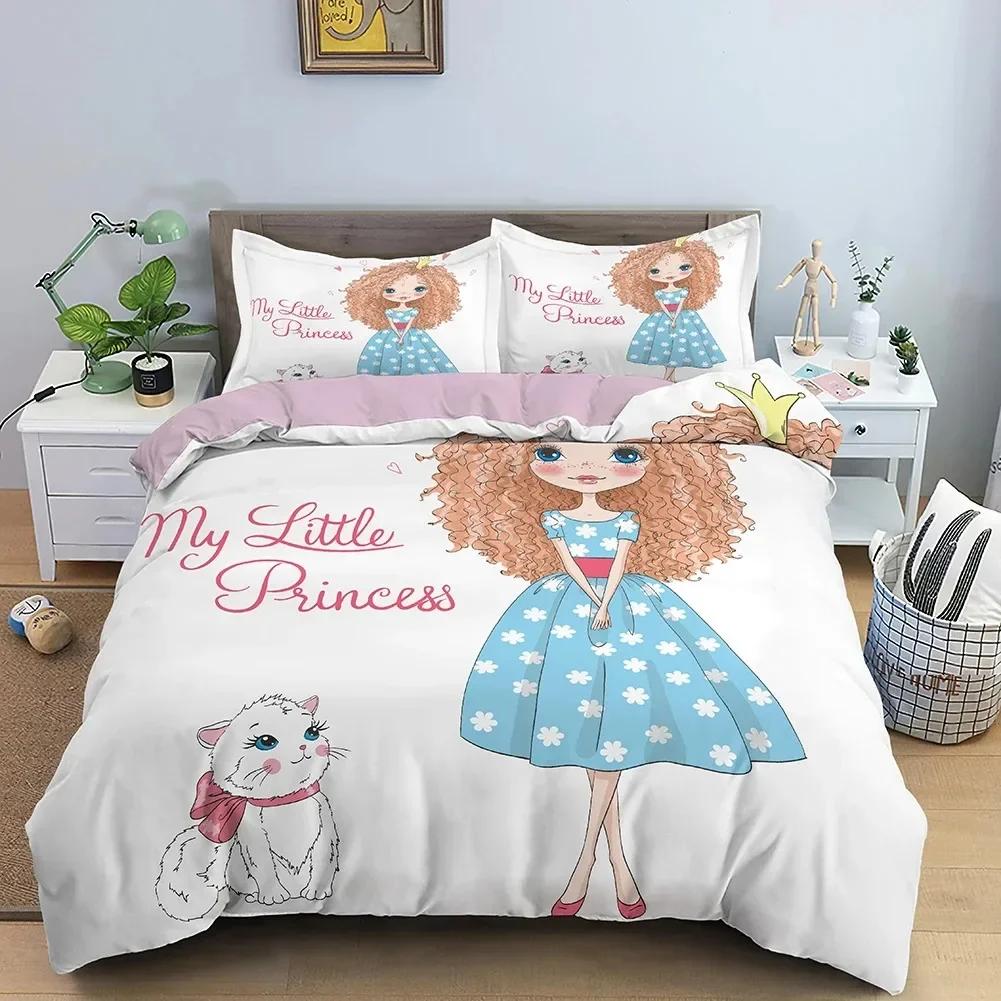 Danceing Girl Cartoon Prink Comfortable Duvet Quilt Cover Pillowcase Bedding Set Children Bedroom Decoration Home Textile