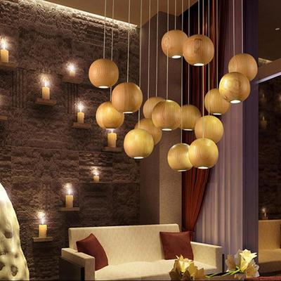 Cafe Ev Dekorasyonu için Ahşap Sarkıt Tavan Lambası - ,