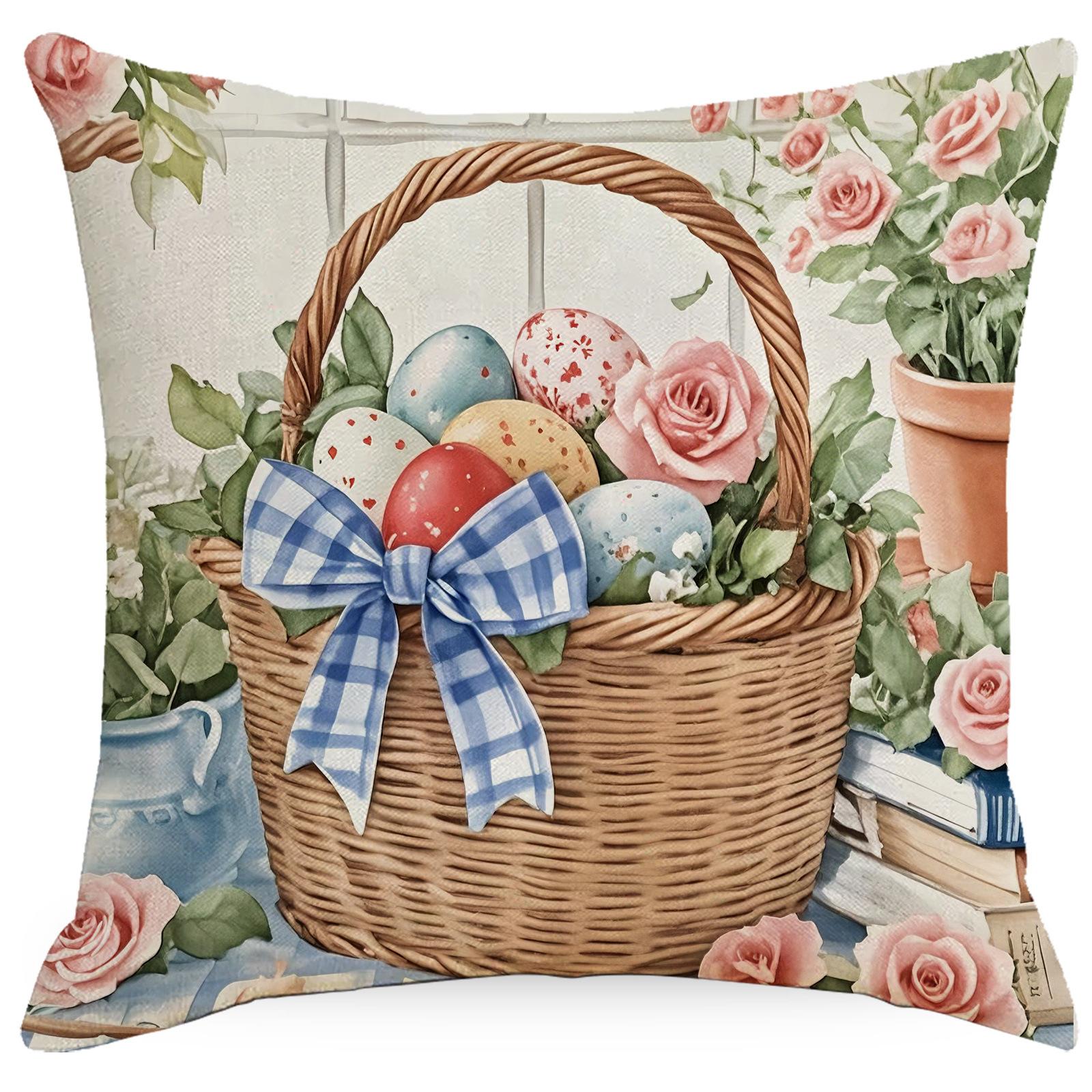 

Пасха Весенние цветы Грузовик Зайчик Линейный принт Уличный диван Спальня Декоративная наволочка 45 * 45Cm