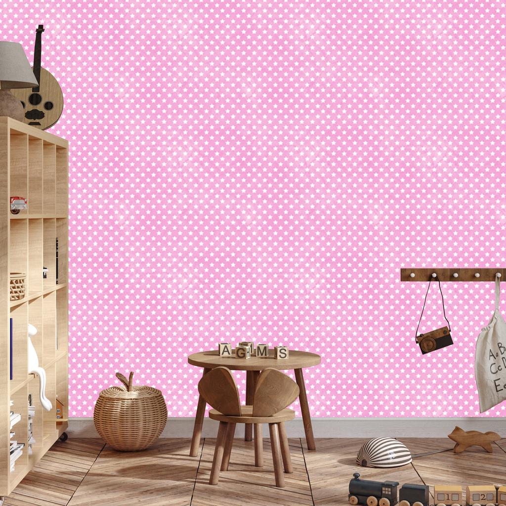 Powder Pink and White Stars Wallpaper for Living Room and Bedroom 50x1000