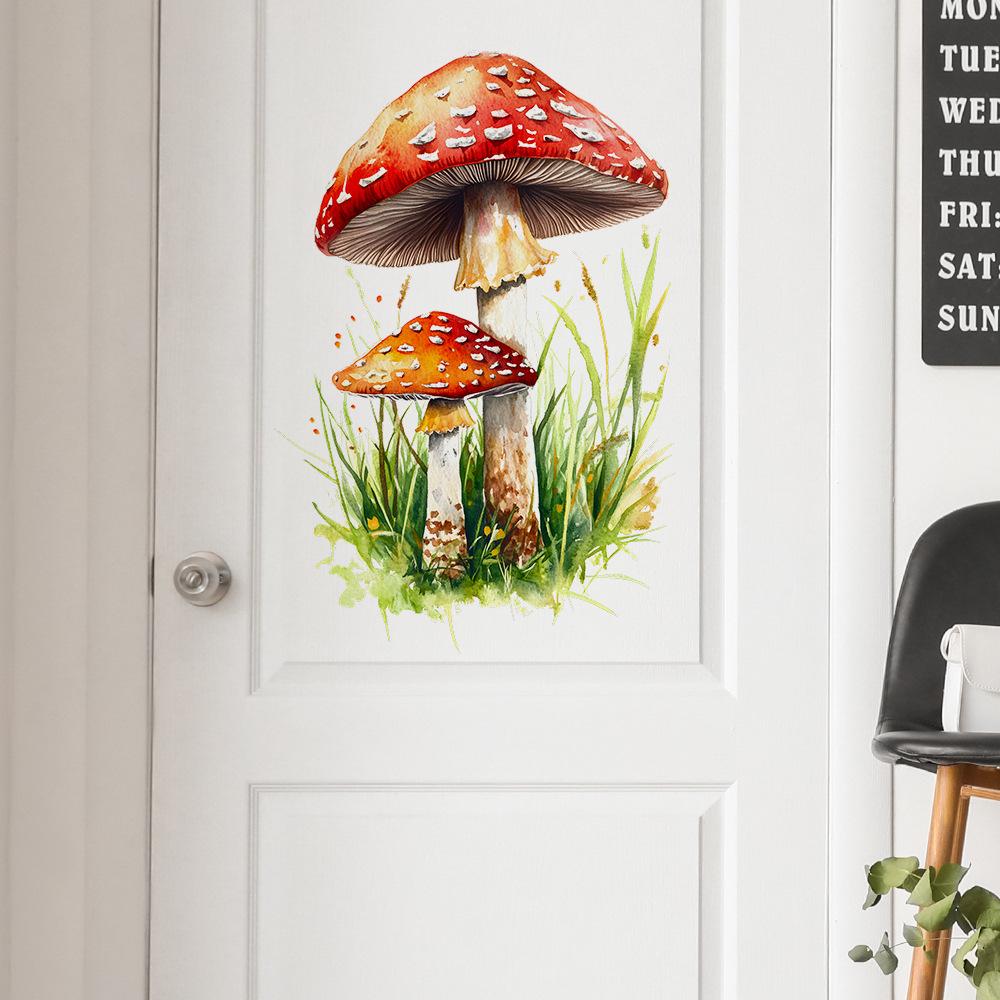 Cute Big Mushroom Grass Wall Sticker Self-Adhesive Removable for Bedroom Home Decor Art
