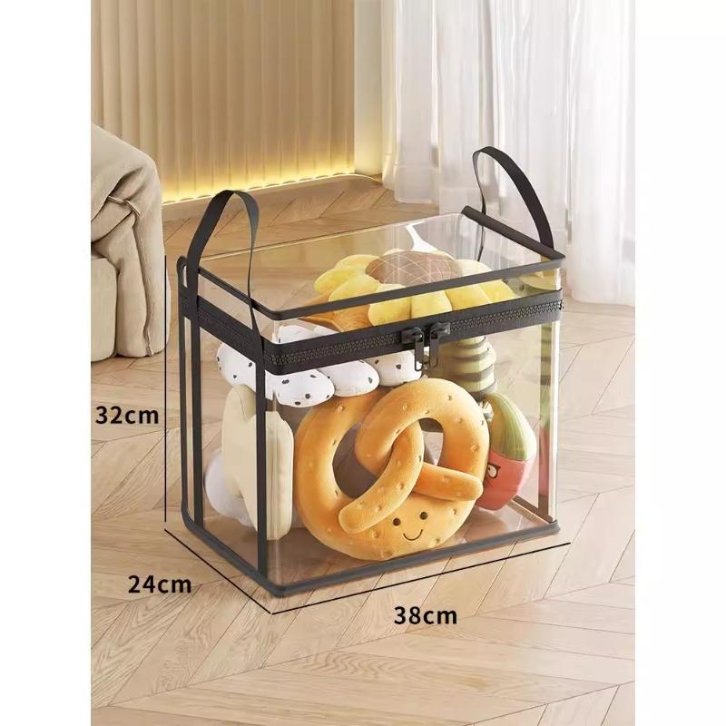 Прозрачный контейнер для хранения Прочный пластиковый органайзер Компактный тканевый ящик для детской комнаты/детского сада чёрный