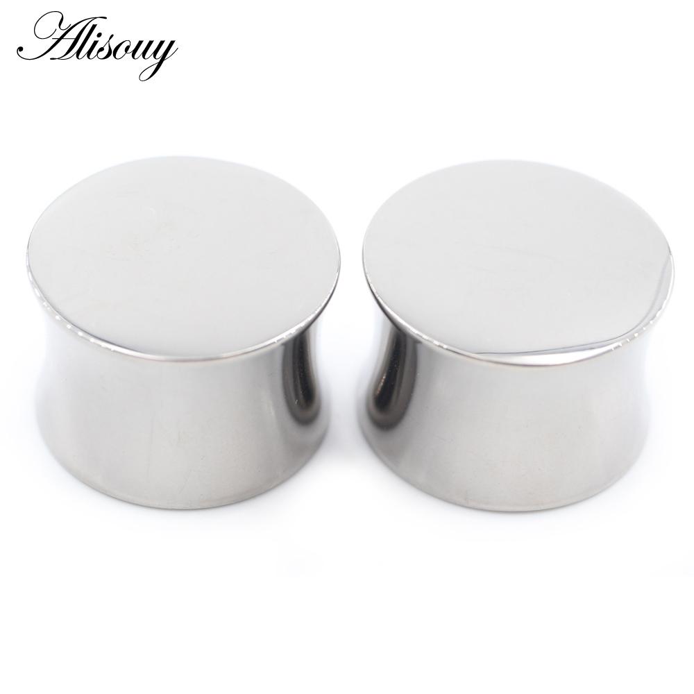 Alisouy 1PC G23 Titanium Solid Polish Double Flared Ear Tunnels Plugs Expander Stretcher Gauges Earrings Piercing Body Jewelry