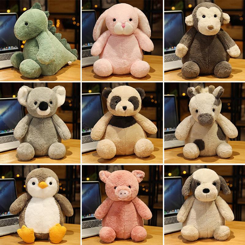 25/35cm Cute Ins Animals Plush Toys Lovely Monkey Penguin Dinosaur Koala Rabbit Plushie Dolls Comfortable Pillow for Baby Girls