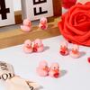 10Pcs Heart Pink Duck Figurines Mini Resin Valentine Gift For Wedding Fairy Garden Decor
