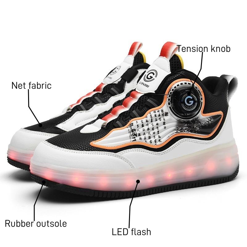 Roller skates outdoor training shoes creative gifts for boys and girls double row four wheels with LED lights parkour shoes