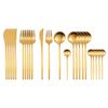 24Pcs Stainless Steel Dinnerware Set Black Gold Cutlery Spoon Fork Knife Western Cutleri Silverware Tableware Set Supplies