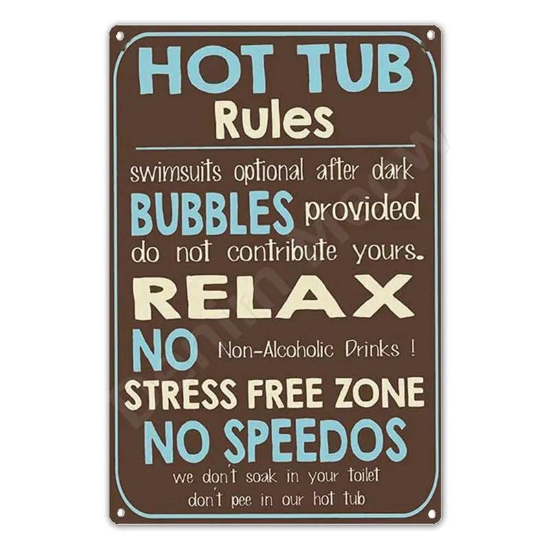 Välkommen till bubbelpoolbaren Poster Bubbelpoolregler Vintage Metallplåtskyltar Pub Klubbdekoration Regel Väggkonst Plåt Heminredning N354