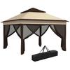 Folding Tent, 3.26 X 3.26 X 2.72 M, Double Roof, Adjustable Height, Mosquito Nets, UV30+, Bag, Beige