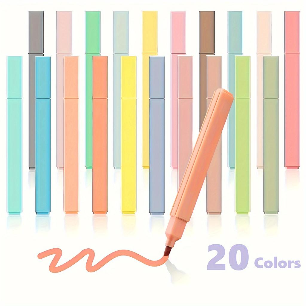 12/20 Farben Ästhetische Textmarker Set – Kein Ausbluten, Filzstifte mit weicher Spitze in niedlichen, sortierten Farben – Perfekt für Studenten, Journals