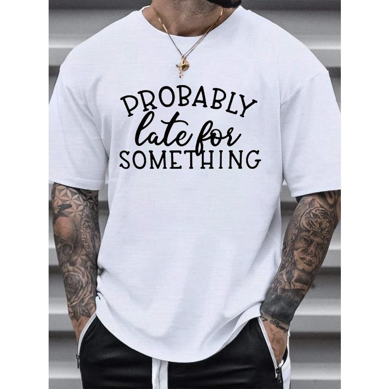 Plus Size Letter Print Graphic Tees For Male, Oversized Causal T-shirts For Summer Fitness Leisurewear, Men Clothing