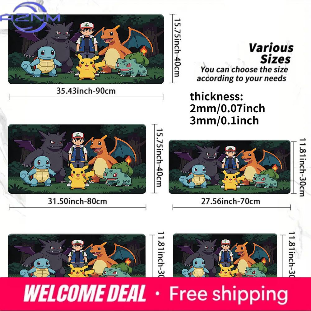 Pokemon Ash Gengar Starter Pixel Art Gaming Mouse Pad NonSlip Desk Mat 30x80x0.2cm
