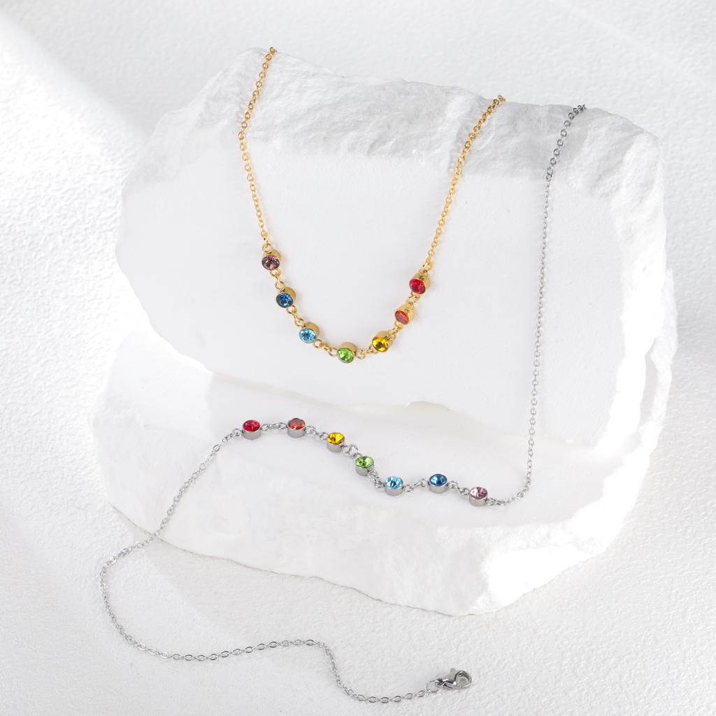 Teamer 7 Color Zircon Necklace Stainless Steel For Women Fashion Yoga Power Spirit Energy Jewelry Birthday Amulet Gifts 2026 New