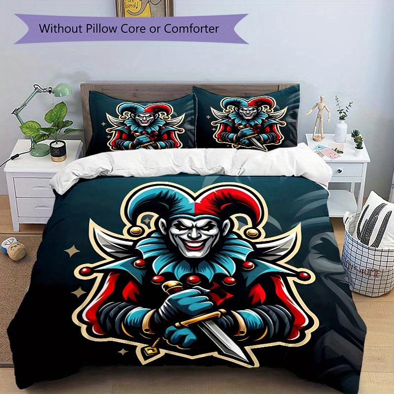 3pcs set Jester Knight 1 Quilt Cover + 2 Pillowcases, All Seasons Bedroom Setting, Perfect for Home and Dorm Decor a150