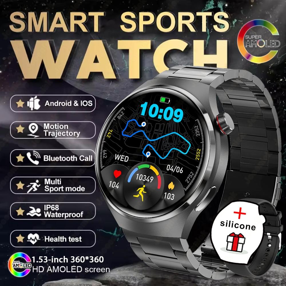 New Smartwatch Men GPS Tracker 150+ Sport Modes Waterproof Watch 1.53-inch Heart Rate Bluetooth Call Smartwatch Watch 4 PRO