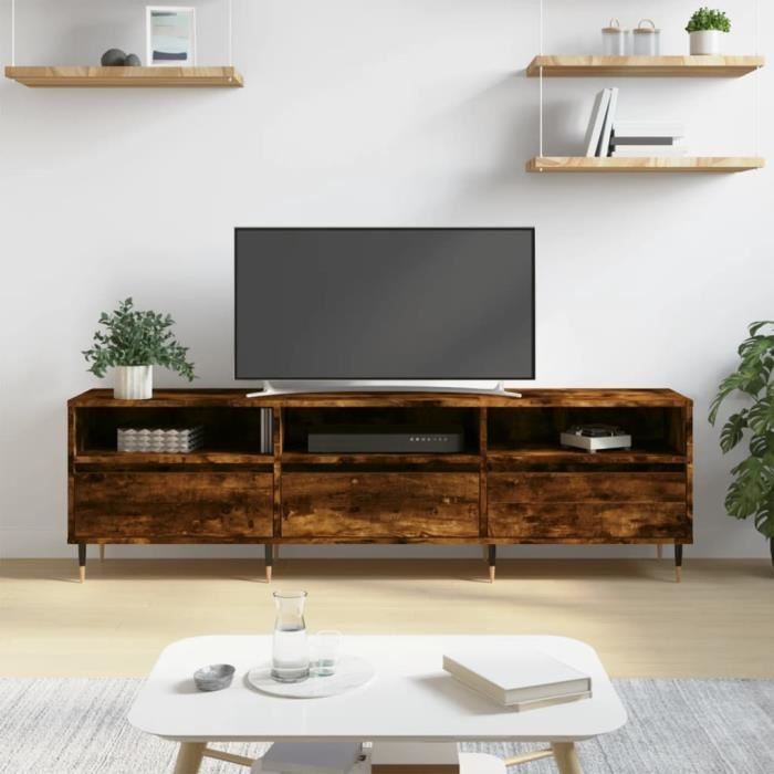VidaXL Meuble TV chêne fumé 150x30x44,5 cm bois d'ingénierie 831265