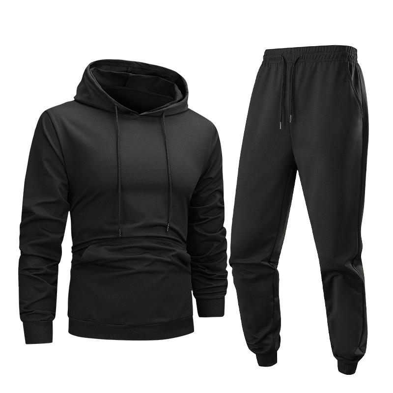 

Hooded Hoodie Set, Men s Spring and Autumn Loose Hoodie Two-piece Set S чорний