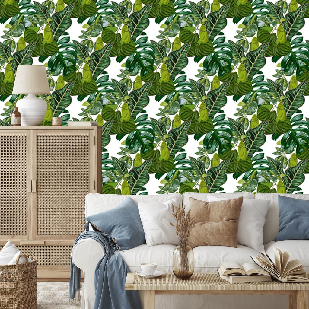 Wallpaper Leaves of exotic plants for living room and bedroom 50x1000