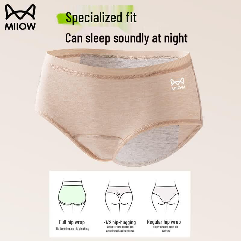 Mao Ren Women's Pure Cotton Antibacterial Period Panties