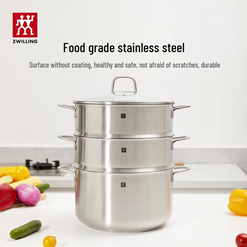 ZWILLING 24cm 3-Piece Stainless Steel Deep Stockpot & Steamer Set