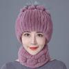 Chapeau en fourrure de lapin pour femme, mode hivernale polyvalente et chaude, protection hivernale des oreilles, ensemble deux pièces écharpe en fourrure de lapin Rex, costume en fourrure
