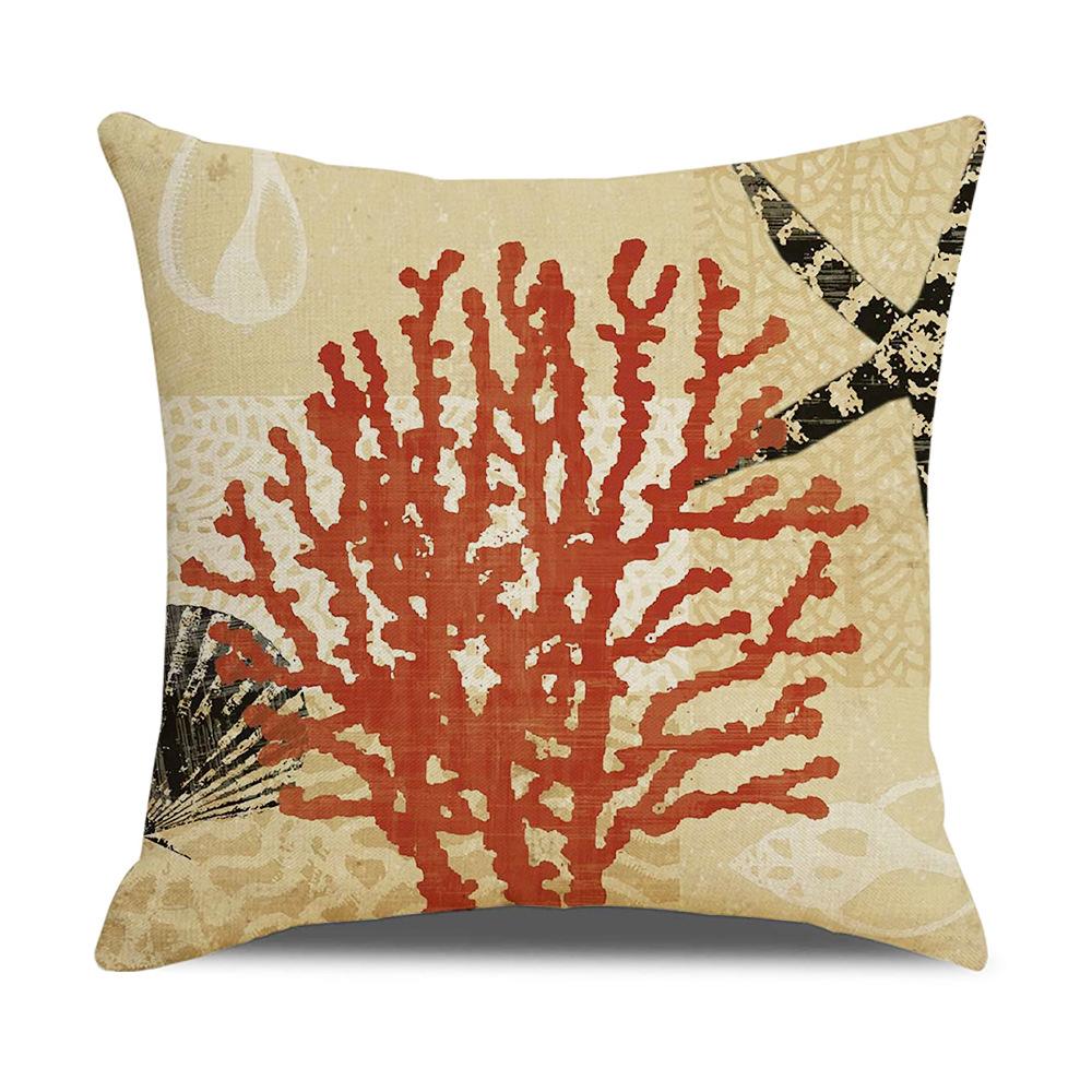Retro Mediterranean Ocean Digital Print Linen Pillow Reading Cushion Home Furnishings
