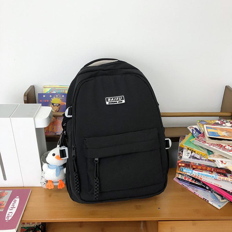 Schoolbag Japanese Simple Solid Color Backpack Women's New Fashion Versatile Large Capacity Junior High School Student Schoolbag Tide Ins