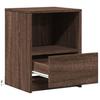 Nightstand with LED Lights Brown Oak Effect Wood Based Material